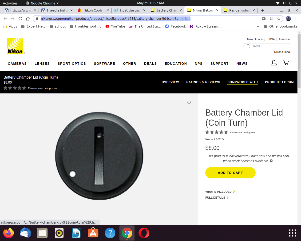 nikon coolshot 20 battery cap