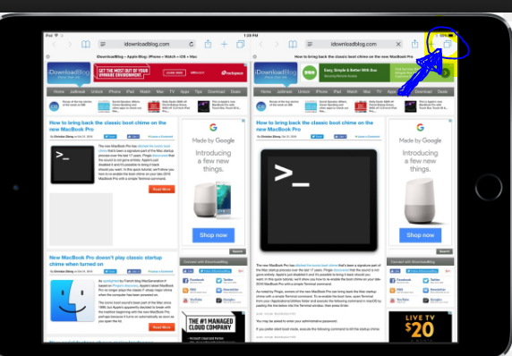 How do I get rid of a double screen when shopping in Safari?